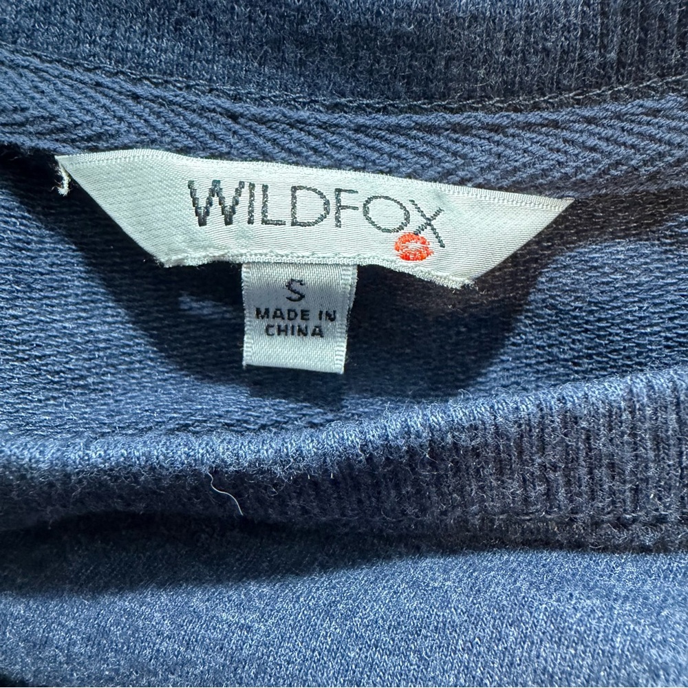 Wildfox Social Embroidered Sweatshirt Women’s S Navy French Terry Side Slit - Picture 5 of 7